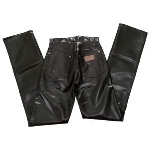 Vintage faux leather wrangler cowgirl mom jeans